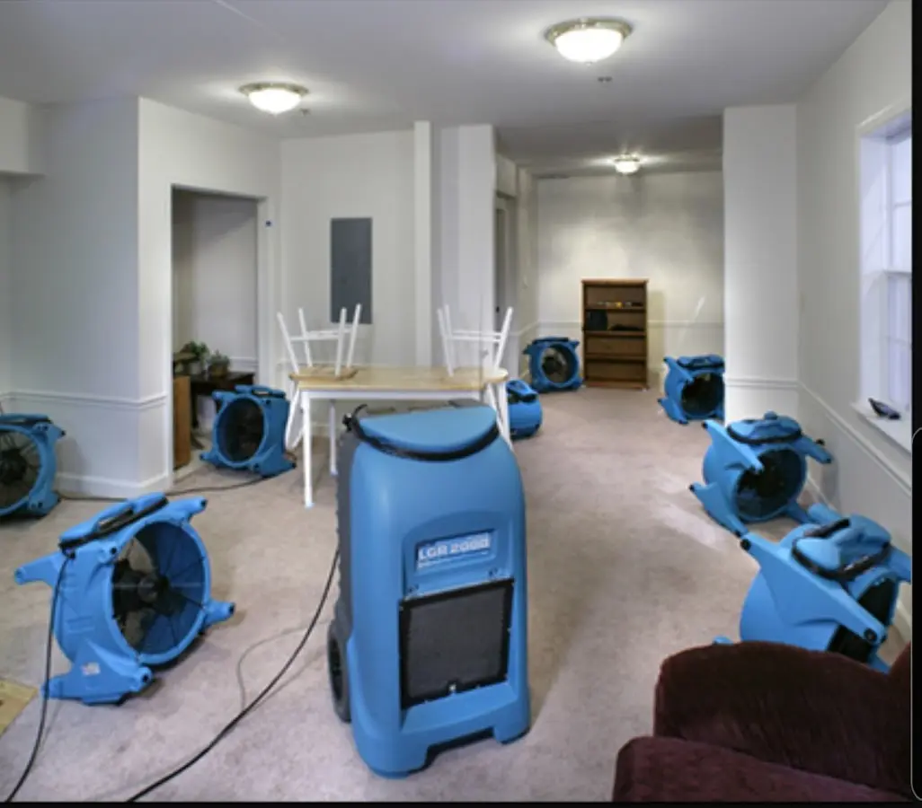 Air movers and dehumidifier setup for Water Extraction & Removal in Quakertown