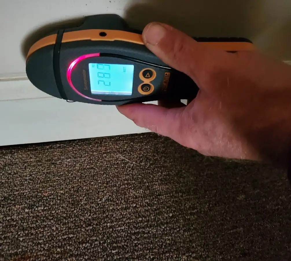 Moisture detection at baseboard during Sewage Cleanup & Sanitation in Quakertown